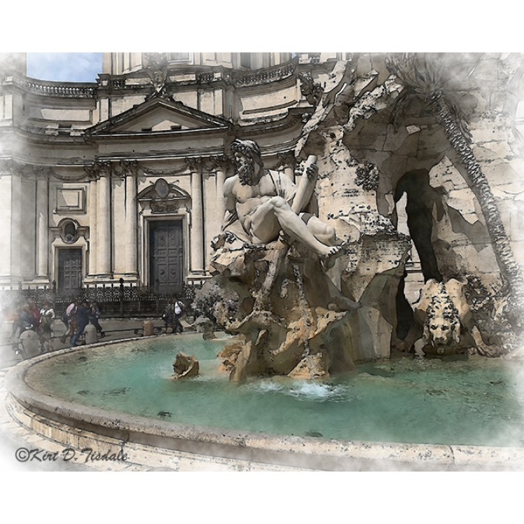 Center Fountain Of Rome's Piazza Navona