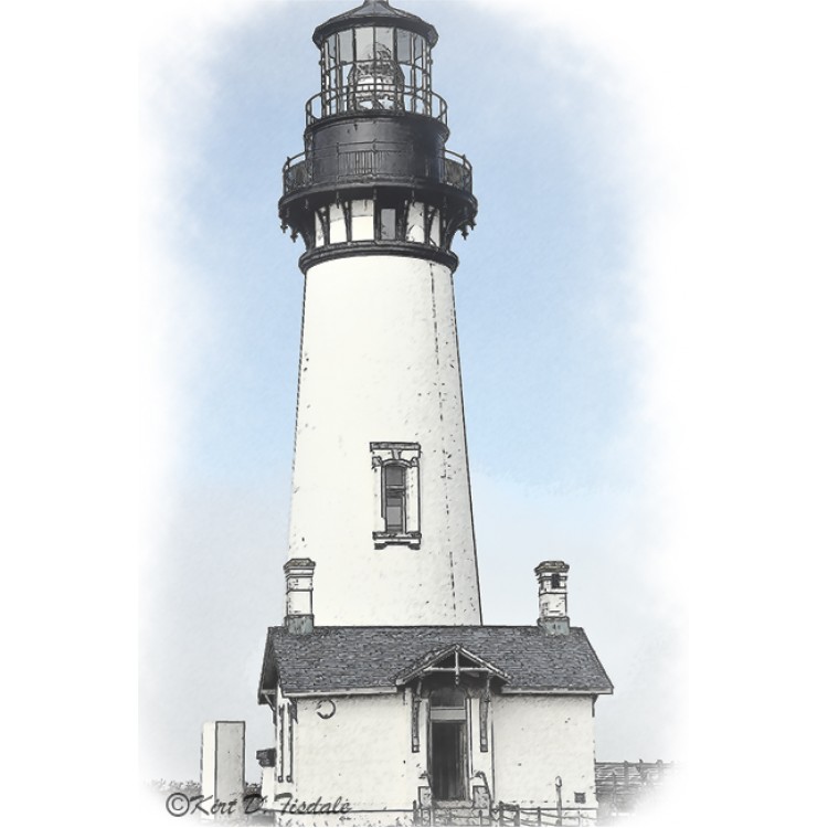 Yaquina Head Lighthouse in Watercolor