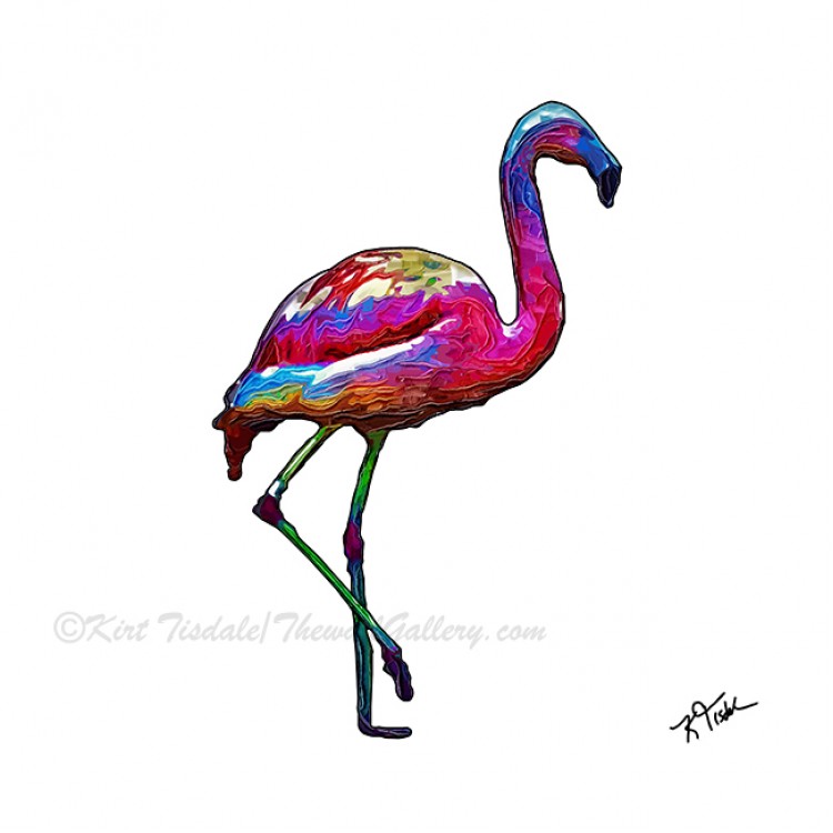 One Step At A Time Abstract Flamingo