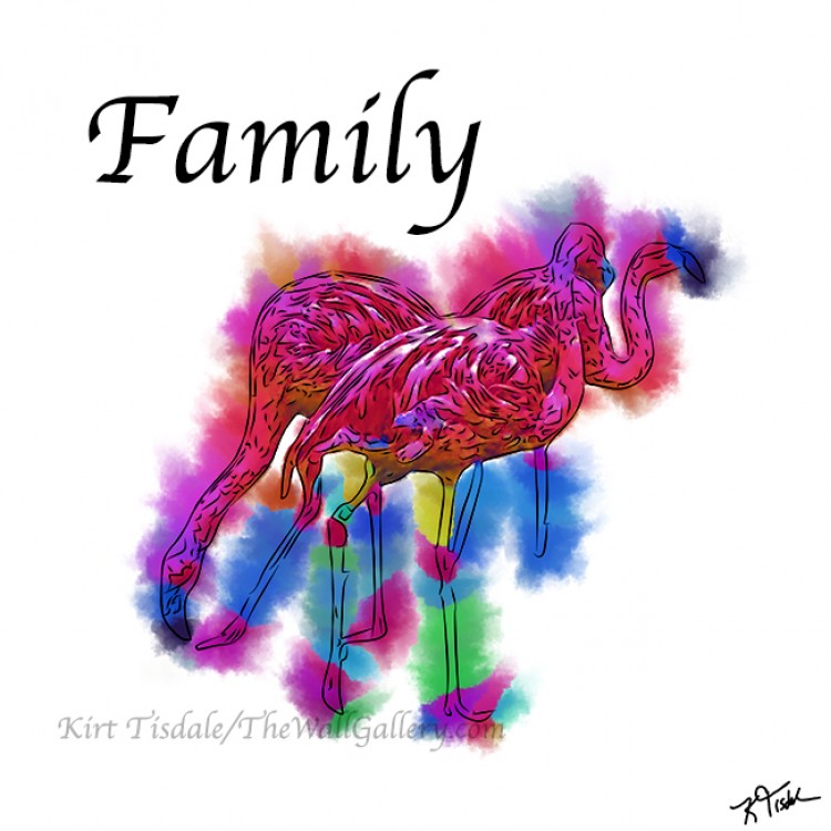 Family - Flamingo Flock In Abstract