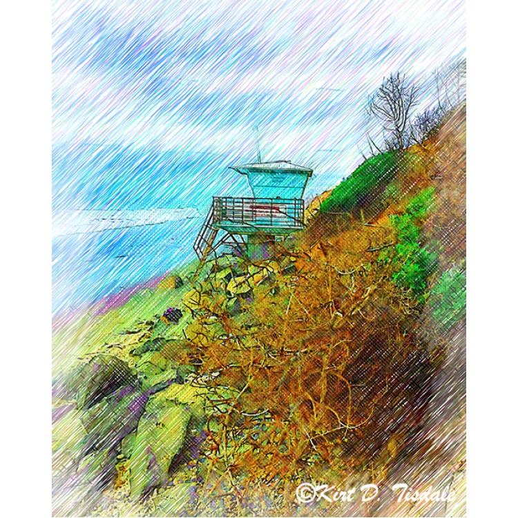 Life Guard Station Nestled By The Bluff